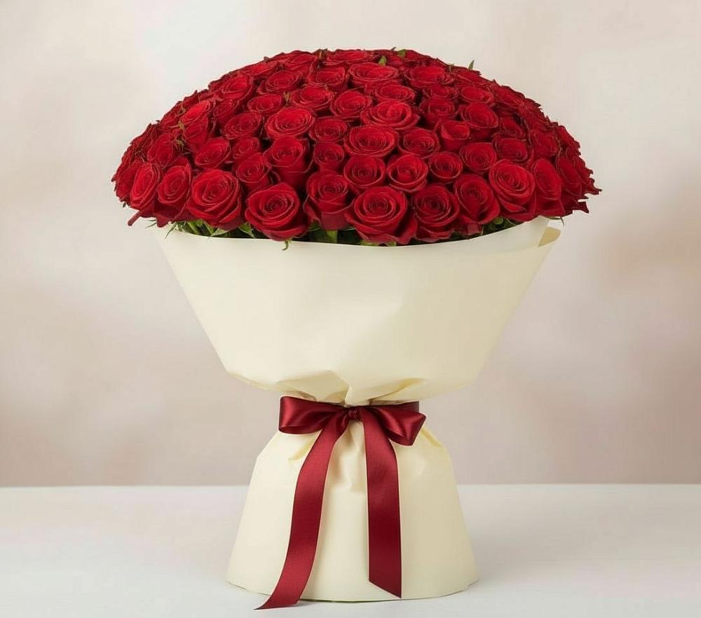 Букет 101 Красная роза Милано в Каневской
