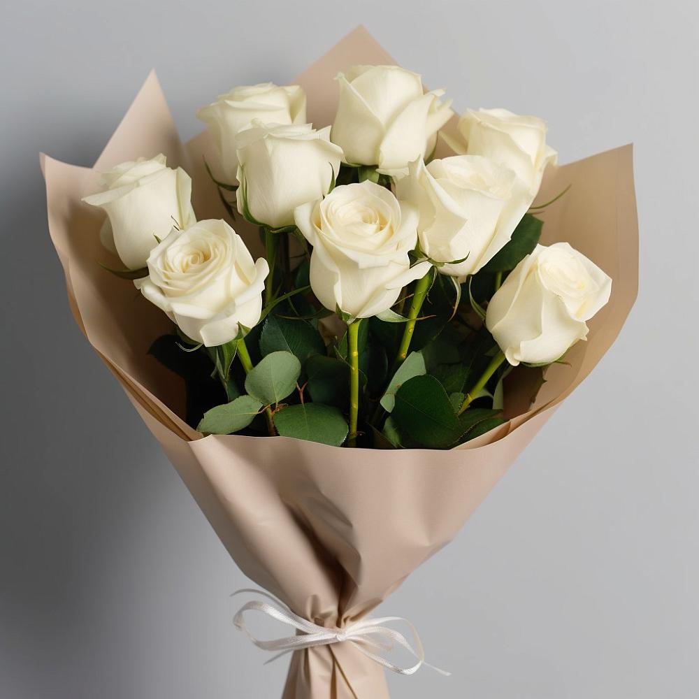 Букет 9 Белых роз Эдлесс Лав в Каневской