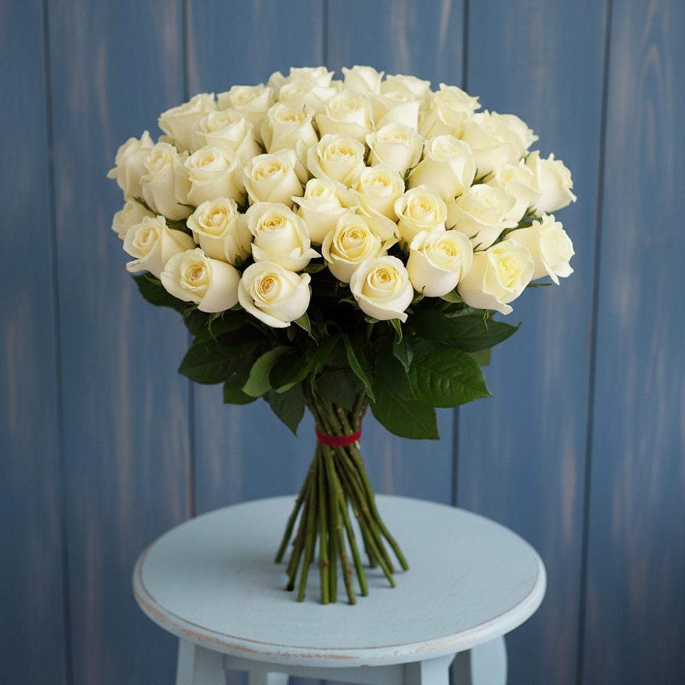 Букет 51 Белая роза Эдлесс Лав в Каневской