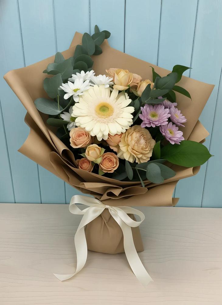 Букет цветов из: Герберы и Хризантемы в Каневской