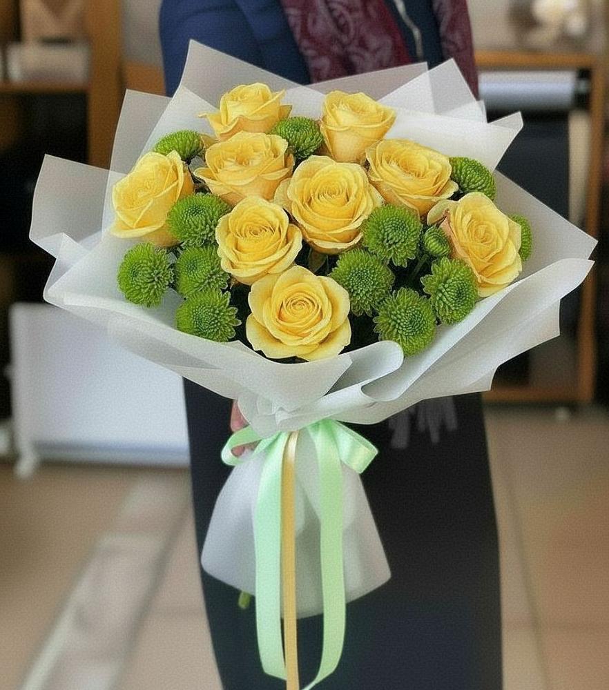 Букет цветов из: Хризантемы и Розы в Каневской