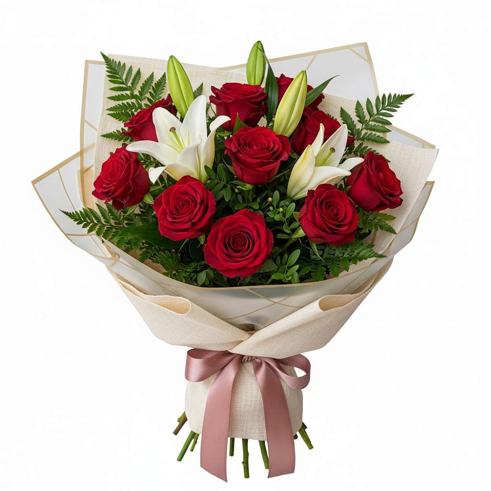 Букет цветов из: Лилии и Розы в Каневской