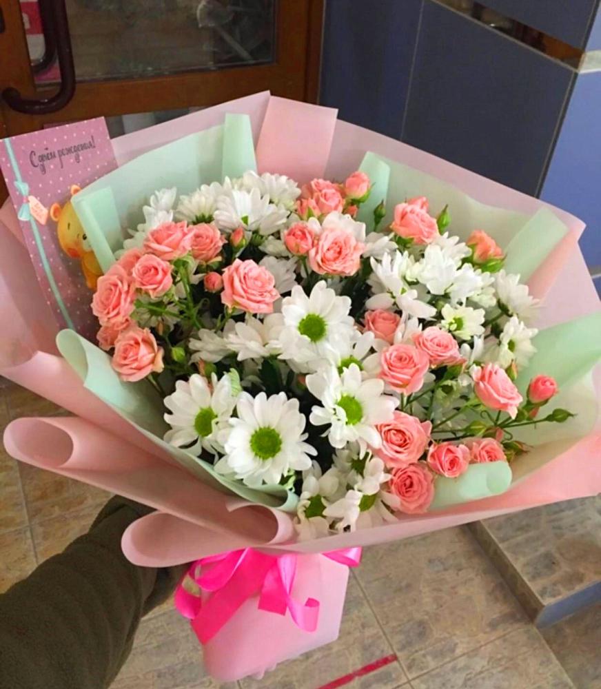 Букет цветов из: Розы и Хризантемы в Каневской