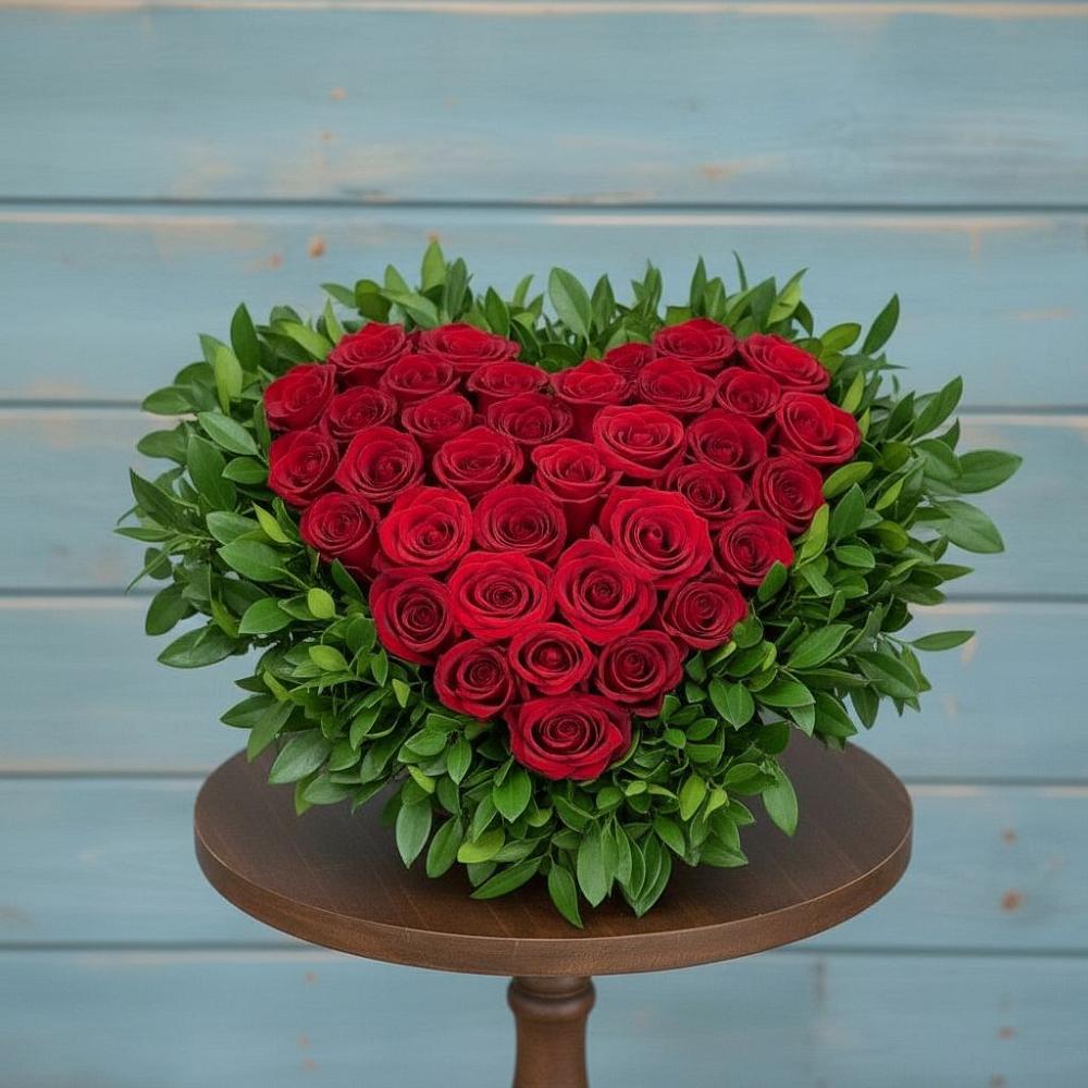 Цветочная композиция из Розы в виде сердца в Каневской