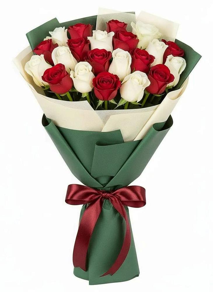 Букет Микс из красных и белых роз в Каневской