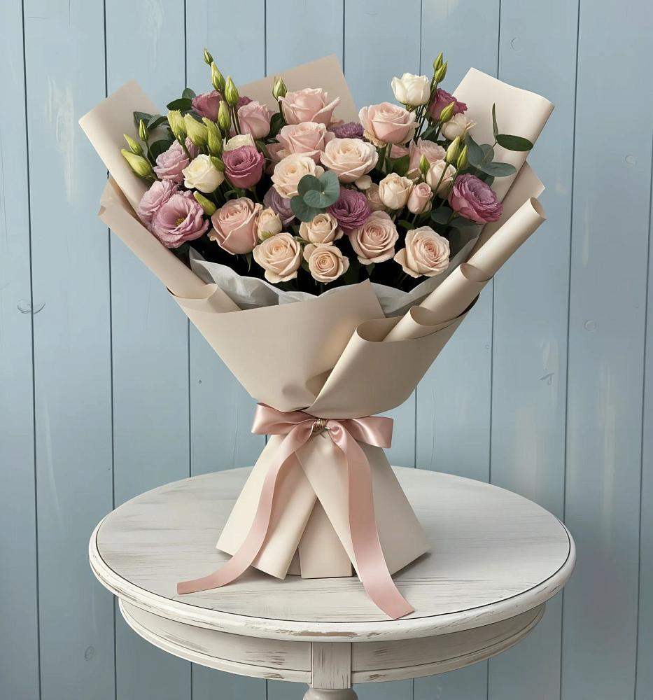 Букет цветов из: Розы и Лизиантусы в Каневской