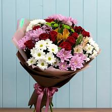 Букет цветов из:  Розы, Хризантемы и Альстромерии в Каневской
