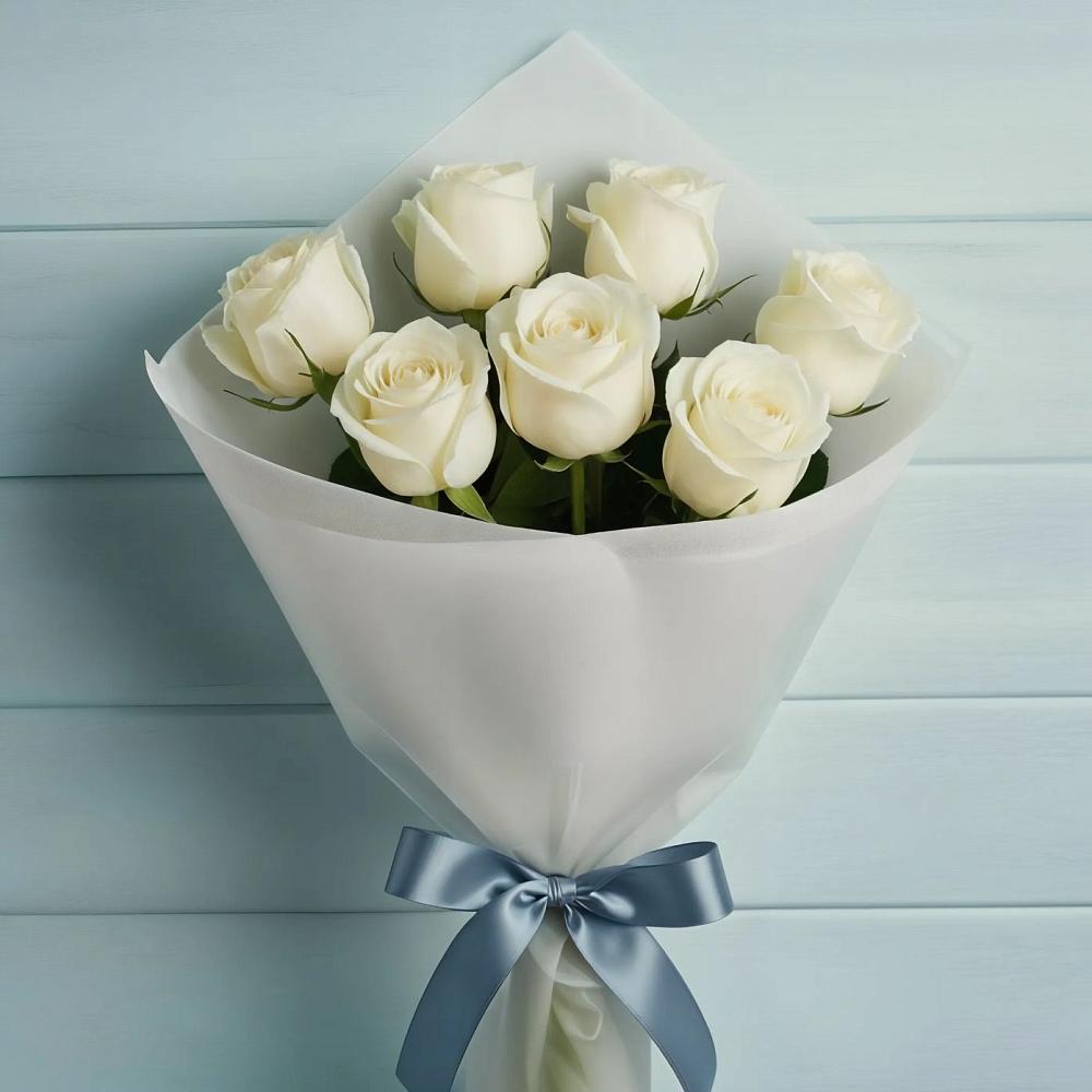 Букет 7 Белых роз Эдлесс Лав в Каневской